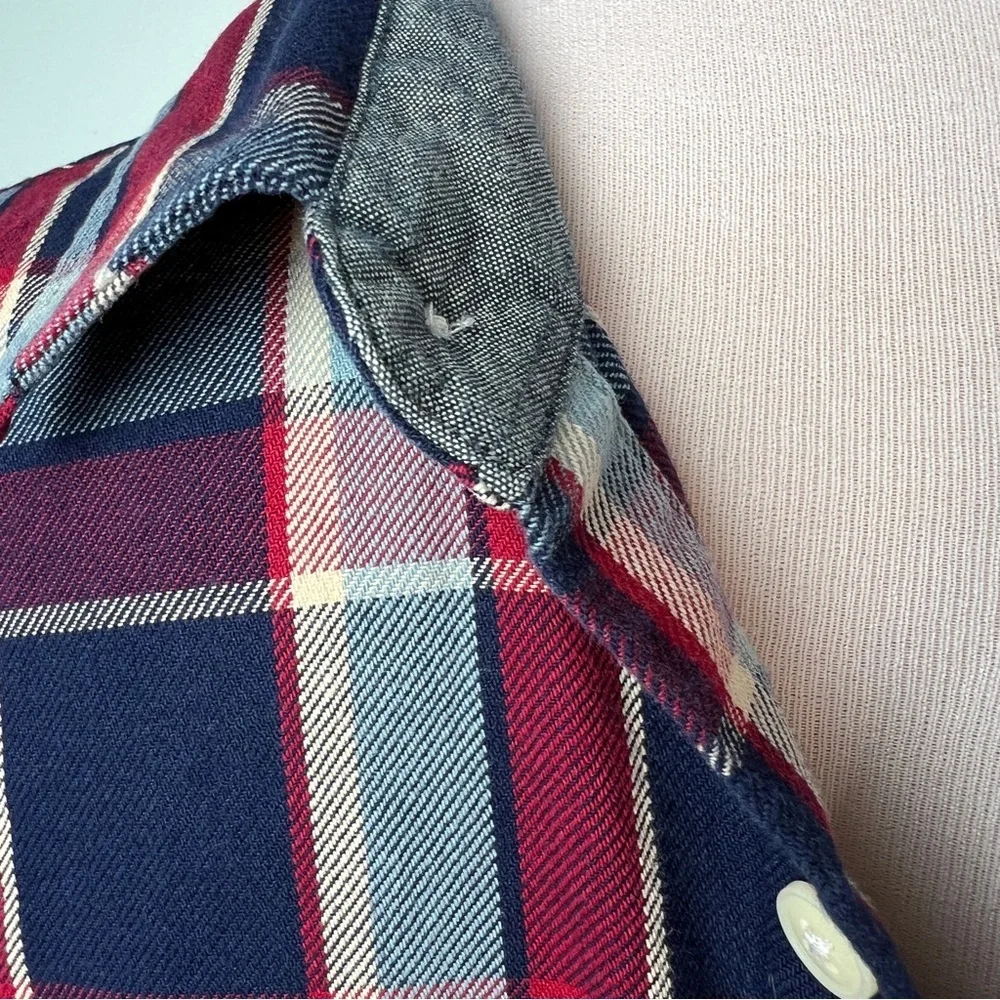 J.Crew Heavyweight Flannel Shirt | Men’s Size Large | Red & Blue Plaid | Cotton